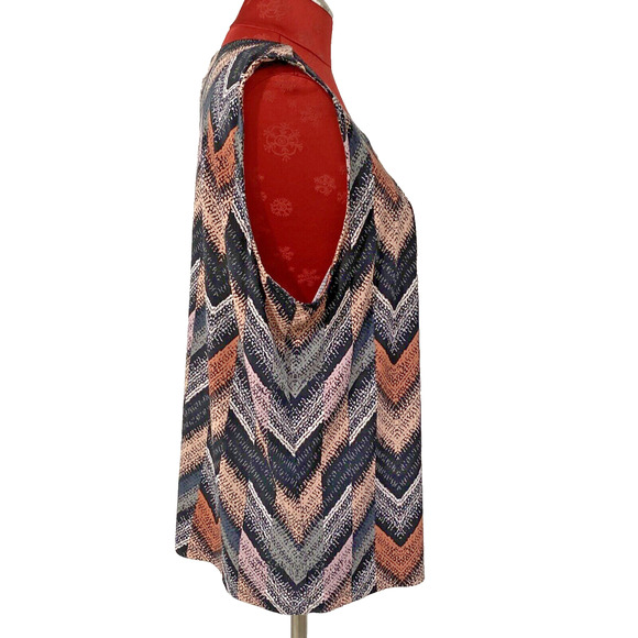 Jones Studio Sleeveless Tank Top Blouse Multicolor Black Peach Pink XL Stretch - Picture 5 of 9